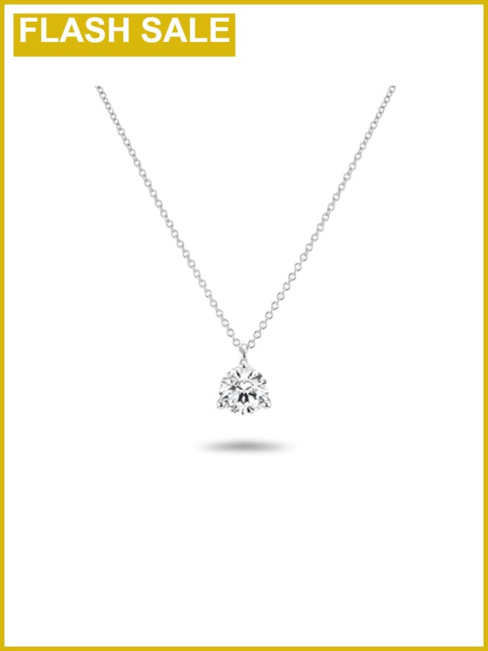 1 Carat Lab Grown Diamond Round Pendant Necklace 14K White Gold Solitaire